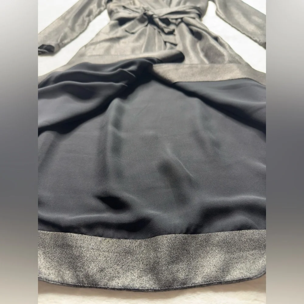 DAY Birger et Mikkelsen Long Sleeve Metallic Silver Midi Wrap Dress XS